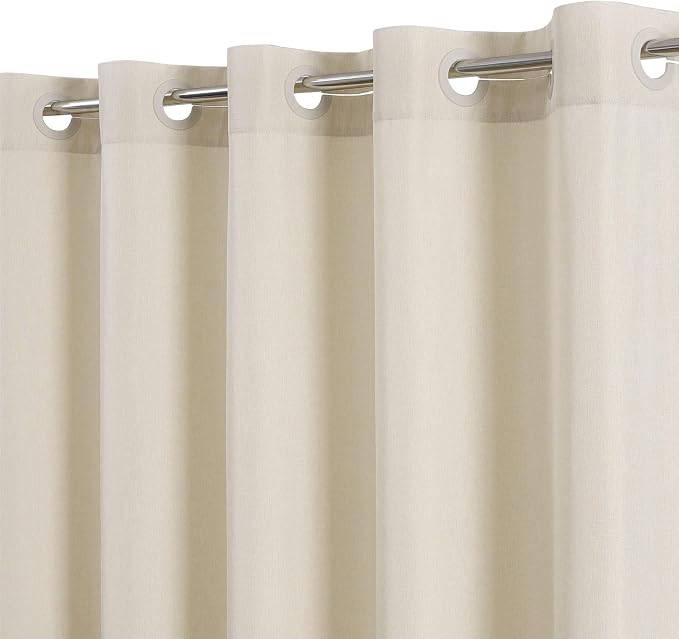 Stall No Hooks & No Liner Needed Fabric Shower Curtain,54"Wx80"L,Cream | Linen Texture,100% Waterproof TPU Laminated Layer,Bottom Magnets,Machine Washable,Hotel Style Bathroom Curtain For Shower,Tub