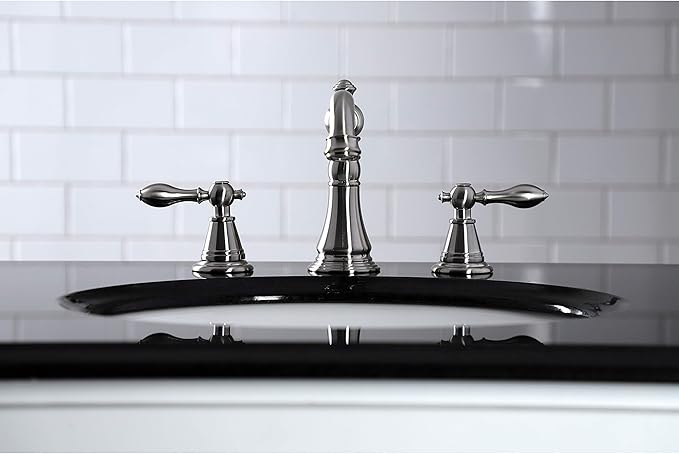 Fauceture FSC1978AL English Classic Widespread Bathroom Faucet with Pop-Up Drain, Brushed Nickel