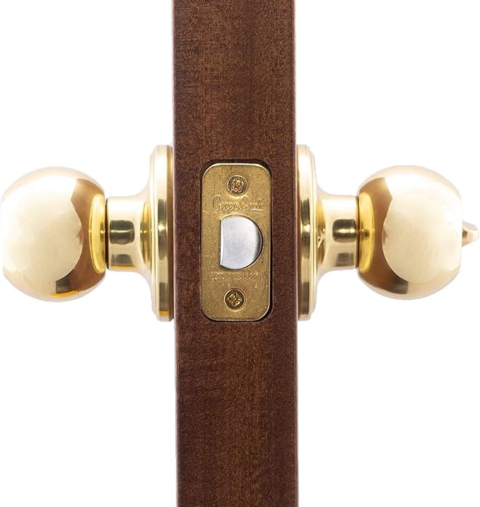 Copper Creek BK2030PB Ball Door Knob, Privacy Function, 2 Pack, Polished Brass