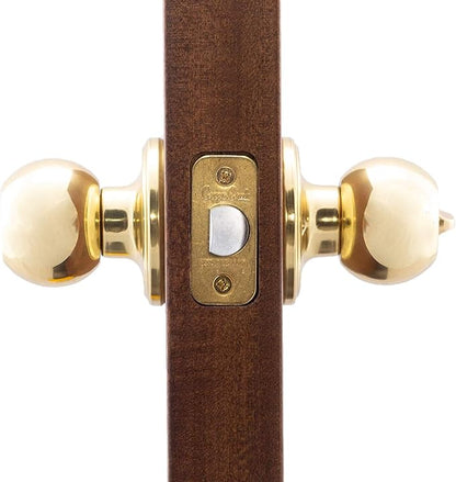 Copper Creek BK2030PB Ball Door Knob, Privacy Function, 2 Pack, Polished Brass