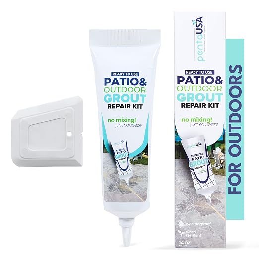 Premixed Patio Grout - Paver and Stone Joint Filler (14oz/400g) | Acrylic sanded formula, multiple shades including red and blue, bathroom shower kitchen tile, water-resistant, 44 sq ft