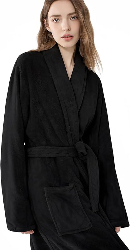 Soft Robe For Women，Warm Plush Bath Robes Female，Spa Towel After Shower Lightweight Long Bathrobe