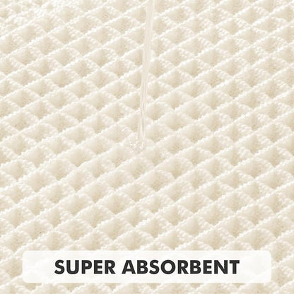 MIULEE Set of 2 Waffle Bathroom Rugs Cream White Bath Mat 17"x24"+20"x32" | Non Slip, Super Absorbent, Washable, Ultra Soft, Rubber Backed Bath Rugs for Bathroom Floor Tub Shower, Boho Decor
