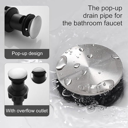 Brushed Nickel Bathroom Faucet YXOCVIR Single Hole with Pop-up Drain Single Handle Bathroom Faucet Suitable for Vanity Sinks RV Suitable for 1 or 3-Hole Installation