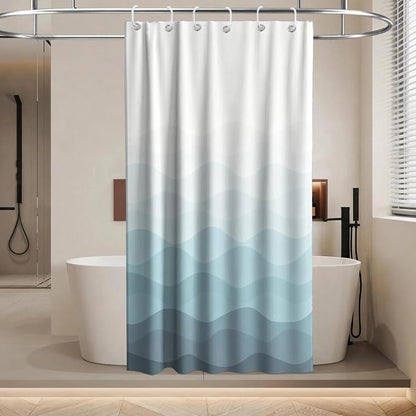 Modern Ocean Abstract Shower Curtain Striped Aesthetic Funky Minimalist | Art Shower Curtains for Bathroom, Waterproof Bath Curtain with Hooks Machine Washable Bathtub Curtains 36x72 Inch Blue