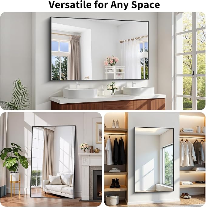 Koonmi Black Bathroom Mirror for Over Sink,Metal Framed 36"x60" Wall Mirror