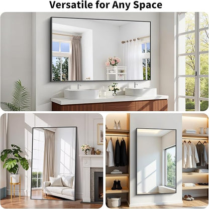 Koonmi Black Bathroom Mirror for Over Sink,Metal Framed 36"x60" Wall Mirror