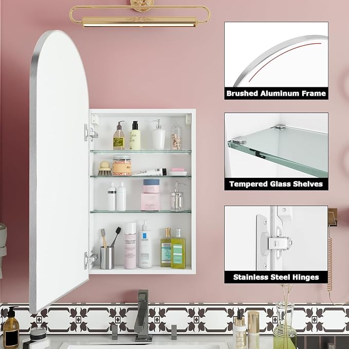 FKWin Bathroom Medicine Cabinet with Mirror, Wall-Mounted, 16x30 Inch | Medicine Cabinet Mirror, Small Apartment Bathrooms, Space-Saving Storage, Easy Organization , Elegant Bathroom Upgrade