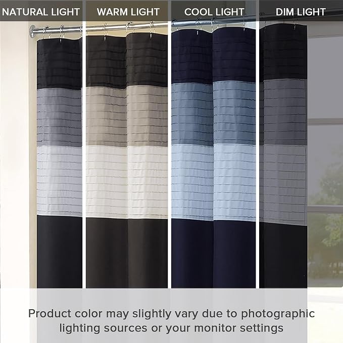 Comfort Spaces Windsor Bathroom Shower Pieced Ruffle Pattern Modern Elegant Microfiber Fabric Bath Curtains, 72x72, Black | Microfiber, Adds Privacy, Machine Washable, OEKO-TEX Certified