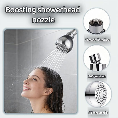 High Pressure Shower Head with 45 Self-Cleaning Nozzles, 360° Brass Ball Joint, Anti-Clogging & Leakproof, Powerful Jet for Low Water Pressure, SPA Rainfall Experience