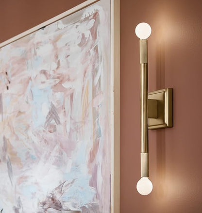 Kichler Odensa 2-Light Wall Vanity, Modern Light in Champagne Bronze, Mount Horizontally or Vertically, for Illuminating Art, TV, Mirrors, Bookshelves, Bed, Vanity, Bar, Hallways (17" x 5"), 52556CPZ