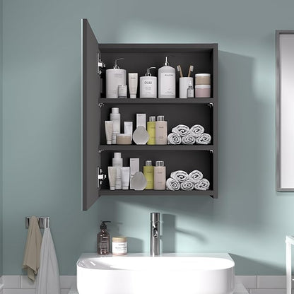 20x16 inch Bathroom Wall Cabinet, Saver Storage Cabinet, Medicine Cabinet with 1 Door and Adjustable Shelves, Black（Assembly Required）