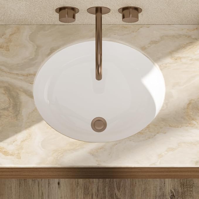 20x16 Inch White Oval Undermount Bathroom Sink | Interior Bowl Size 17"W x 14", DCeramic, Curved Bottom, Easy to Clean, with Overflow, Ideal for Bathroom, Lavatory, Vanity