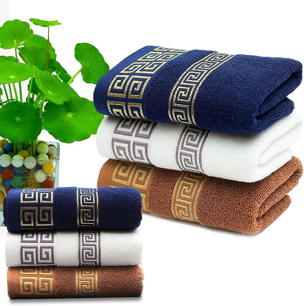 Highly Absorbent Embroidered Bath Towel Set of 3, 100% Cotton Bath Towels