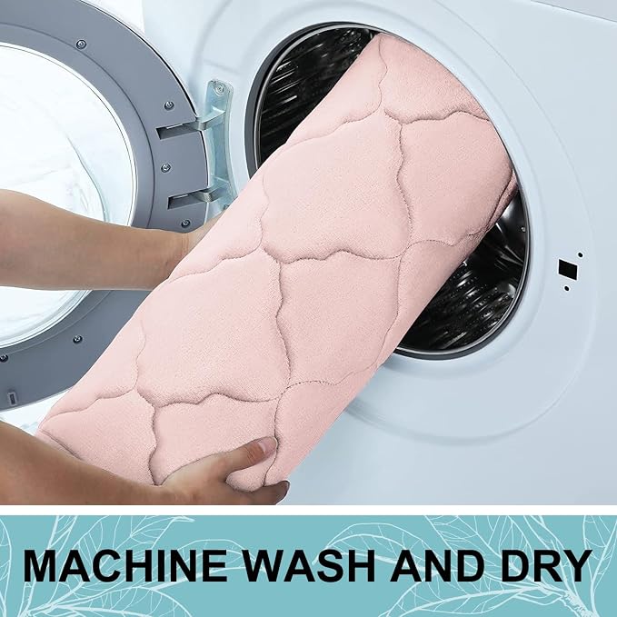 OLANLY Memory Foam Bath Mat Rug 70x24, Ultra Soft and Absorbent Bathroom Rugs, Non-Slip, Comfortable, Machine Washable Bath Carpet for Bathroom Floor, Tub, Shower and Home Decor Accessories, Pink