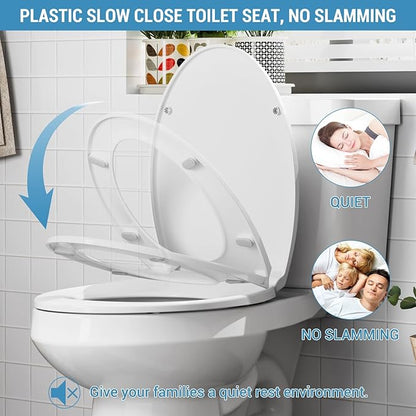 Garvee Toilet Seat Cover Elongated – PP Material, Secure Locking Design, Full Flat Lid for Standard Elongated Toilets, Durable & Easy to Clean, White