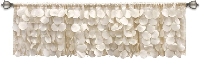 Lush Decor Gigi Valance Curtain Single 70" W x 14" L Ivory - Cream Valances for Windows - Vintage Kitchen Curtains - Glam Decor - Bathroom Valance