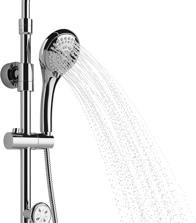 Lanikai Rain Shower Head with Handheld Spray Combo - 1028-CH-1.8GPM, Polished Chrome - 8" Rain Showerhead with Handheld Sprayer, 3 Spray Jets, 5-Function Rainfall Shower Head with Hose, 1.8 GPM