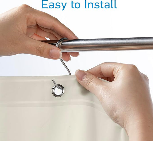 EHZNZIE Shower Curtain Liner Light Weight PEVA, Shower Liner 72x72 Inches, Waterproof, No Chemical Smell with 12 Rust Proof Metal Grommets for Bathroom Shower Curtain, Cream