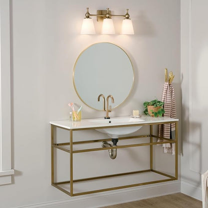 Kichler Cosabella 3 Light in Champagne Bronze with Satin Etched Cased Opal Glass Shades for Bathrooms and Powder Rooms, 24" W x 10.25" H, 55092CPZ