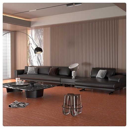 VallisCo 36-Pack Peel and Stick Vinyl Flooring - Self-Adhesive Waterproof Vinyl Flooring for Bedroom, Kitchens, Living Spaces, Unique Design, Easy to Install Floor Covers 54 Sq. Ft Red Brown
