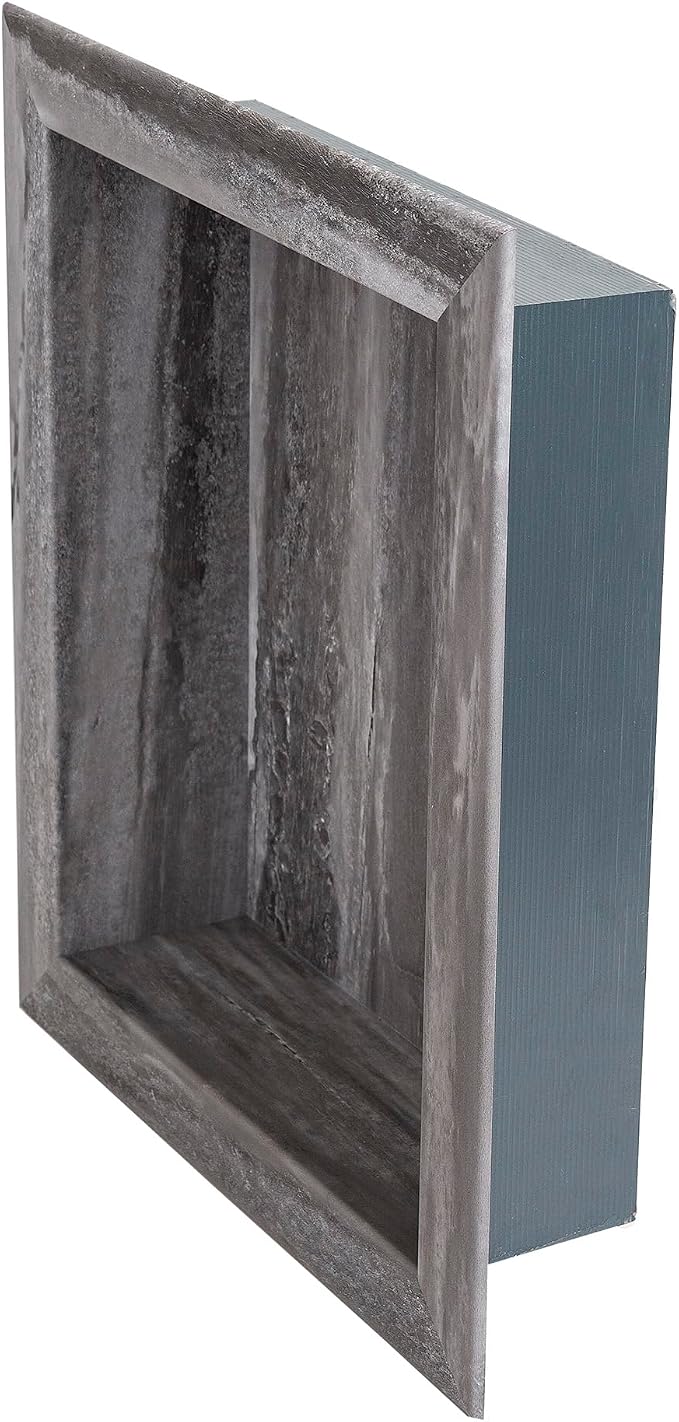 Palisade 17.5 in x 15.5 in Vinyl Shower Niche Hermitage Granite/Urban Cliff | Waterproof Shower Insert