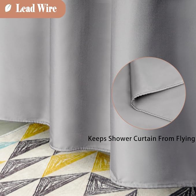 UFRIDAY Grey Shower Curtain with See-Through Window 72 x 72 Inch, Fabric Shower Curtain with Window.Shower Curtain for Bathroom and Bathtubs,Machine Washable, Hotel Quality