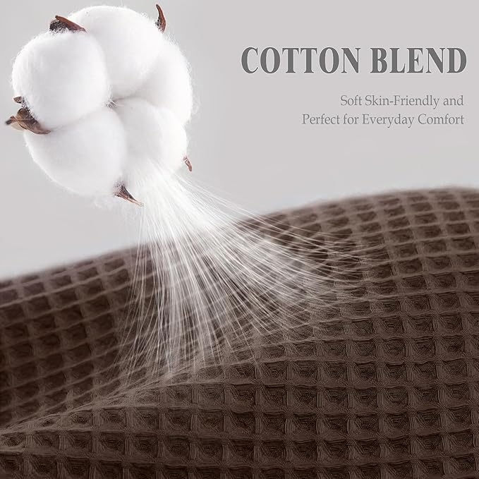 Extra Long Waffle Shower Curtain - Brown Cotton Texture Fabric Heavyweight Shower Curtains for Bathroom,72Wx90L