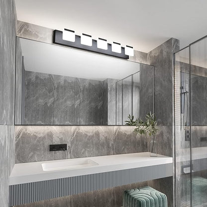 Ralbay LED Modern Bathroom Vanity Light - 5 Light Acrylic Matte Black Vanity Lighting Fixture