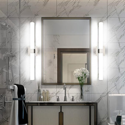 Bathroom Vanity Light Brushed Nickel - Modern LED Vanity Lighting Fixtures - 32 Inch Bathroom Lights Over Mirror 6000K Bright White Light