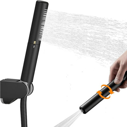 Black Brass 2 In 1 Function Handheld Shower Head Set High Pressure 7 Inch Shower Head High Flow Hand Shower Wand with 59 Inch Hose, Bracket, Black