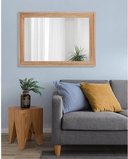 AAZZKANG Rustic Mirrors for Wall Rectangle Wooden Frame Hanging Mirror for Bedroom Bathroom Living Room Entryway Large 28"x20"