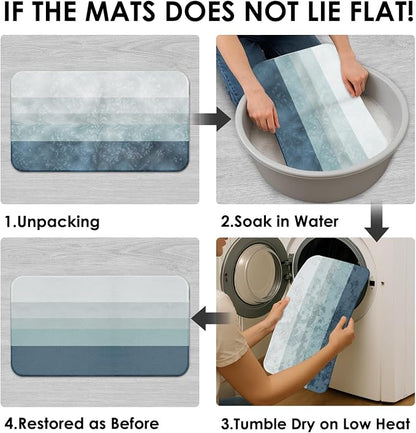 Bathroom Sets with Shower Curtain and Rugs, 4 Pcs, Striped Ombre | Minimalist Modern Neutral Bathroom Decor Set with Toilet Lid Cover, Non-Slip Bath Mats and Accessories 12 Hooks