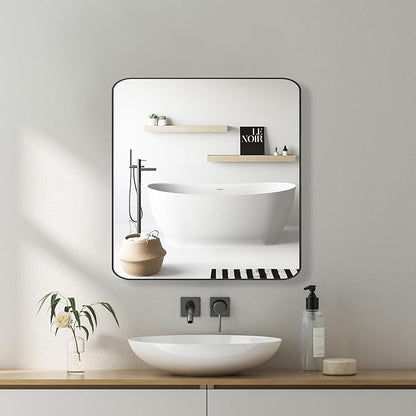 20x20 Inch Medicine Cabinet with Mirror Modern Design Farmhouse Bathroom Storage Cabinet for Bathroom Kitchen Laundry Room, Black