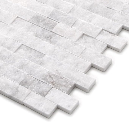 SUNWINGS 5-Sheet Peel and Stick Mosaic Natural 3D Stone Self Adhesive Marble Tiles, 10.63" x 11.22" Stick on Backsplash for Kitchen Bathroom Fireplace Vanity, Mixed Gray