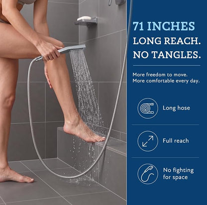 G-Promise All Metal 8" Rain Shower Head with Handheld for Bathroom Upgrade | All Metal, Built to Last, Easy Install, Adjustable Height & Angle for All Heights, Extra Long Hose, Modern Upgrade