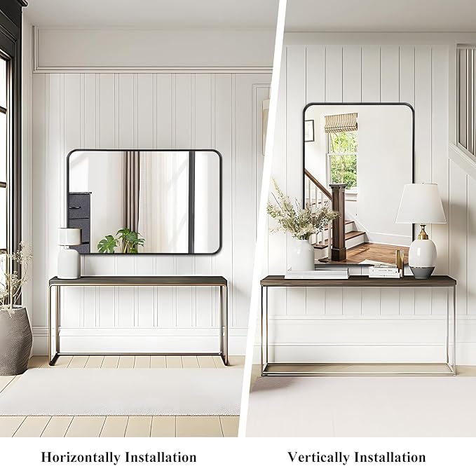 Fabuday Bathroom Mirrors Over Sink 2 Pack- 36x24 Inch Black Matte Framed Mirrors Wall Mounted, Large Rectangle Vanity Mirror Metal Frame for Bathroom Double Sink, Farmhouse, Bedroom, Restroom