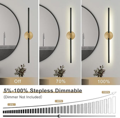 Modern Bathroom Light Fixtures Over Mirror 36 Inch, 26W 360° Rotatable Dimmable 4000K Led Vanity Light Bar, Black and Gold Bathroom Vanity Lights Above Mirror