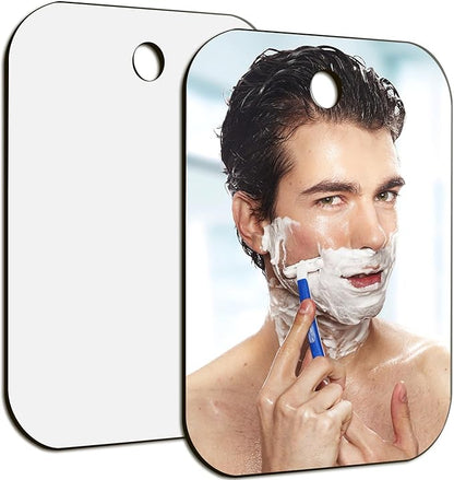 JUNEBRUSHS 2 Pack Medium Mirror for Shaving (6 × 8 inch) Fogless Shatterproof Mirror for Wall Hanging Bathroom Handheld Makeup Mirror for Men Portable Travel Camping Mirrors