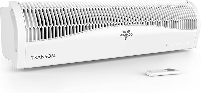 Vornado TRANSOM Window Fan with 4 Speeds, Remote Control, Reversible Exhaust Mode, Weather Resistant Case, Whole Room, Ice White