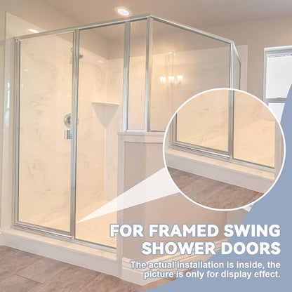 Hicarer 30'' Chrome Framed Shower Door Replacement Drip Rail with Vinyl Sweep, Shower Door Water Deflector with Bottom Seal, Applied Mounting Tape and Screws (Silver)