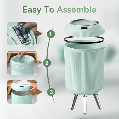 Procade Blue Bathroom Trash Can with Lid,Small Automatic Touchless Trashcan | 3 Gal Motion Sensor Trash can with Legs,Mini Auto Garbage Can,Smart Plastic Waste Basket for Bedroom,Kitchen,Dorm,rv,Office