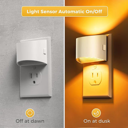 L LOHAS LED Night Lights Plug into Wall with 3CCT Adjustable, 1W Nightlight | (1600K/3000K/5000K), 1W Nightlights Plug in Wall with Dusk to Dawn Sensor, 2 Pack, White Housing