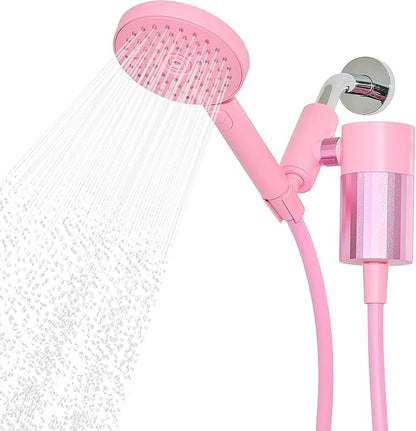 sproos! - Handheld Showerhead, High Performance Filtration, Pink | Healthier Hair and Skin - DIY Installation - Renter Friendly - 3 Spray Functions - 70 Inch Hose - High Pressure Performance
