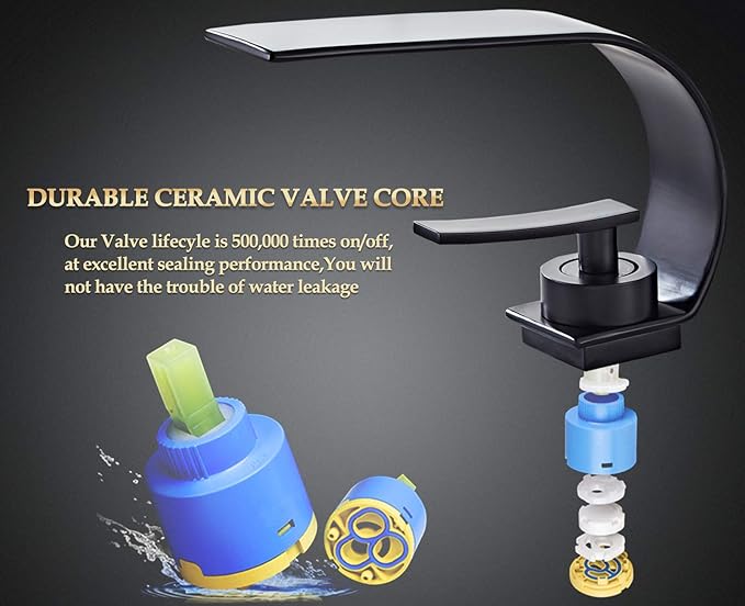 Becola Matte Black Modern Single Hole Bathroom Faucet, Low Arc Brass Ceramic Valve Vanity Sink Faucet, Single Handle 1 Hole / 3 Holes Hot and Cold Water Mixer Tap