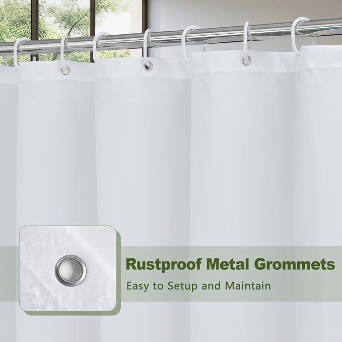 AooHome Fabric Shower Curtains, Cloth Ombre Green Shower Curtain Sets, Washable Fabric Green and White Shower Curtain, Rustic Farmhouse Bathroom Shower Curtains, 72x72 Inches