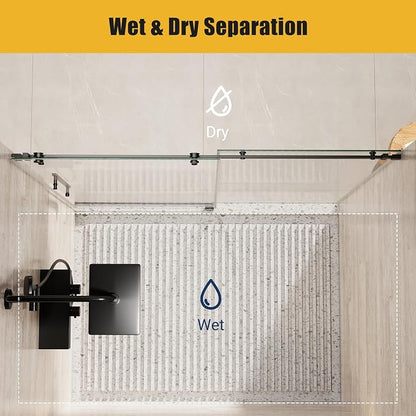 Shower Glass Door with Waterroof Seal Strip (56-60" W x 72 "H), Frameless Shower Sliding Door with Clear SGCC Tempered Glass 5/16" (8mm), Stainless Steel Hardware, Black