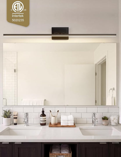 VOLISUN Modern Bathroom Vanity Light 55 inch, Rotatable, 36W Dimmable 5CCT Led Bathroom Light Fixture Over Mirror, Black Bar Vanity Light for Bathroom Mirror Cabinets-ETL Certificated