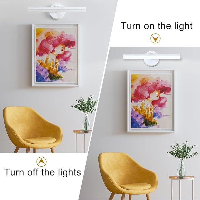 LED Modern White Bathroom Vanity Lighting Fixtures Over Mirror 16inch Rotatable Wall Lights Fixtures for Bathroom(White Light 6000K)