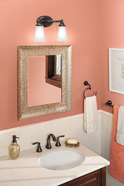 Moen YB2862ORB Eva 2-Light Dual-Mount Bath Bathroom Vanity Fixture with Frosted Glass, Oil Rubbed Bronze